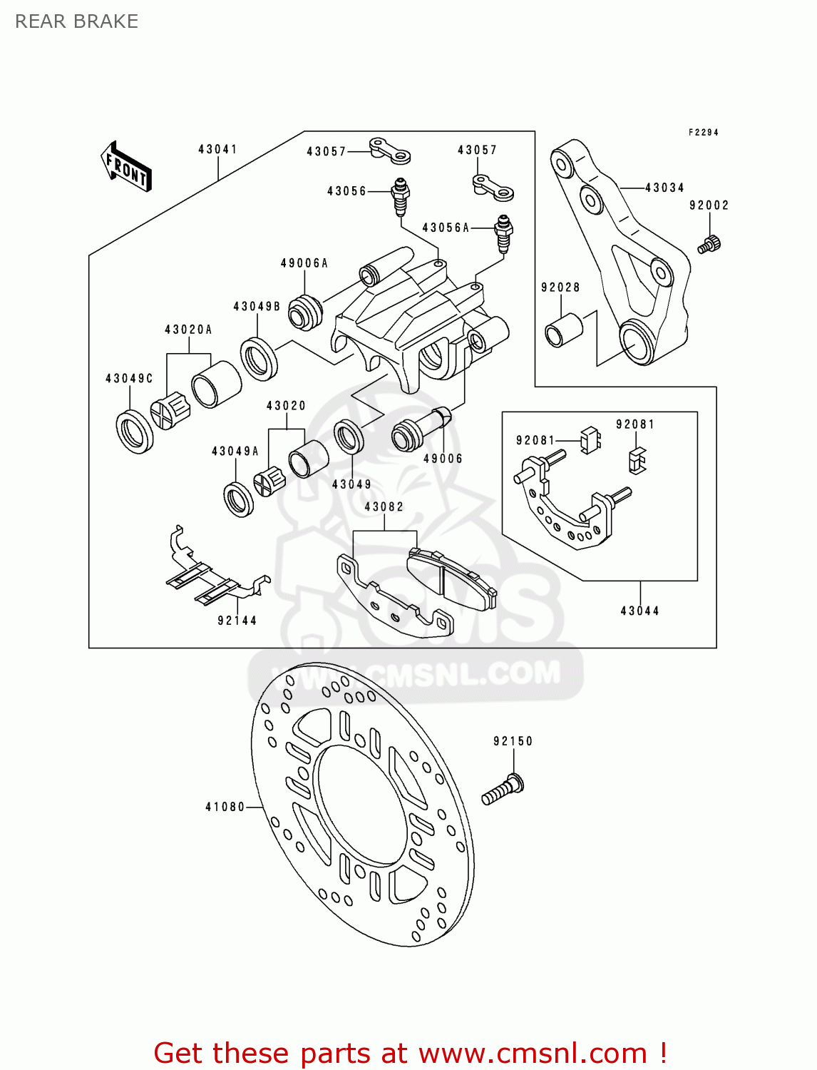 REAR BRAKE ZR750C5 ZEPHYR 750 1995 EUROPE UK FR NL AR FG GR SP ST