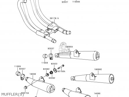 MUFFLER(S) - ZR750C5 ZEPHYR 750 1995 EUROPE UK FR NL AR FG GR SP ST