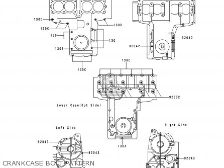 CRANKCASE BOLT PATTERN - ZR750C5 ZEPHYR 750 1995 EUROPE UK FR NL AR FG GR SP ST