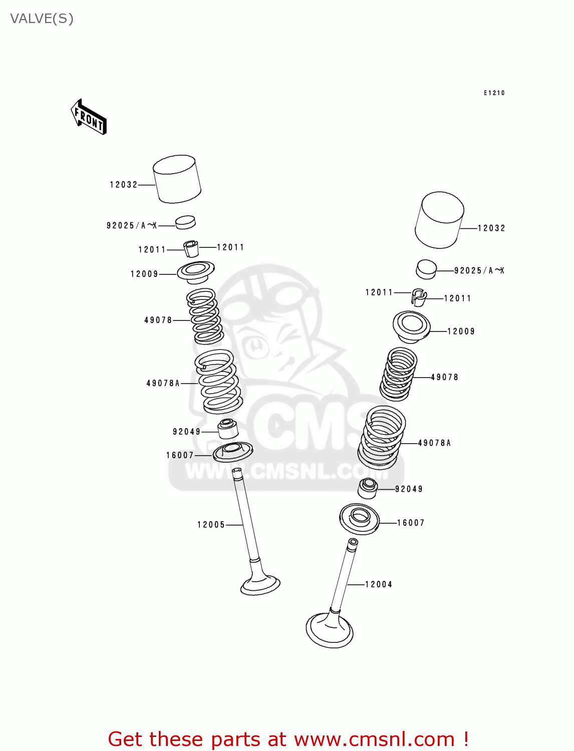 VALVE(S) ZR750D1 ZEPHYR 750 1996 EUROPE UK FR NL AR FG GR NR SD SP ST