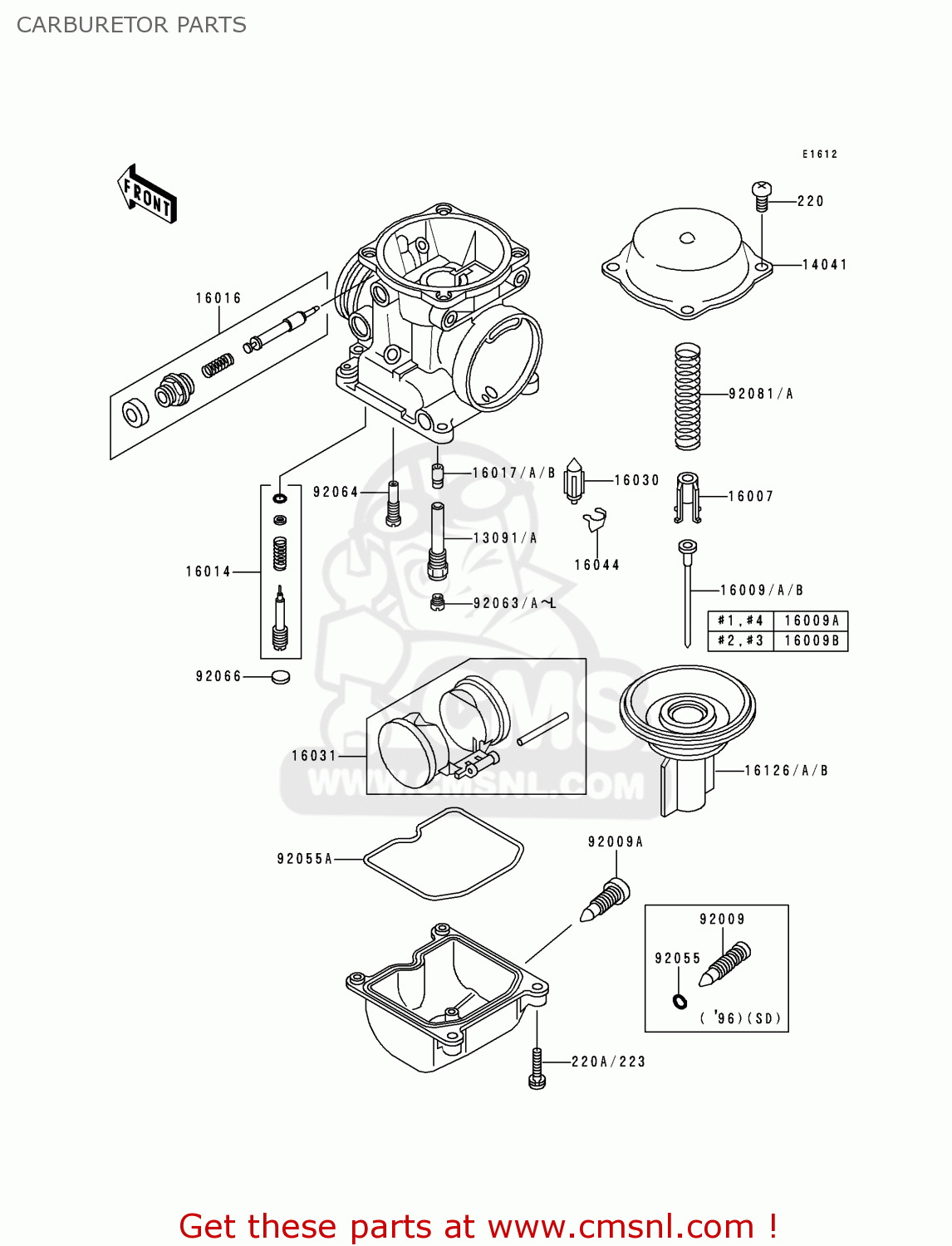 CARBURETOR PARTS ZR750D1 ZEPHYR 750 1996 EUROPE UK FR NL AR FG GR NR SD SP ST