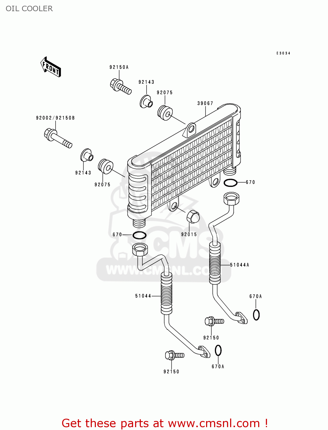 OIL COOLER ZR750D1 ZEPHYR 750 1996 EUROPE UK FR NL AR FG GR NR SD SP ST