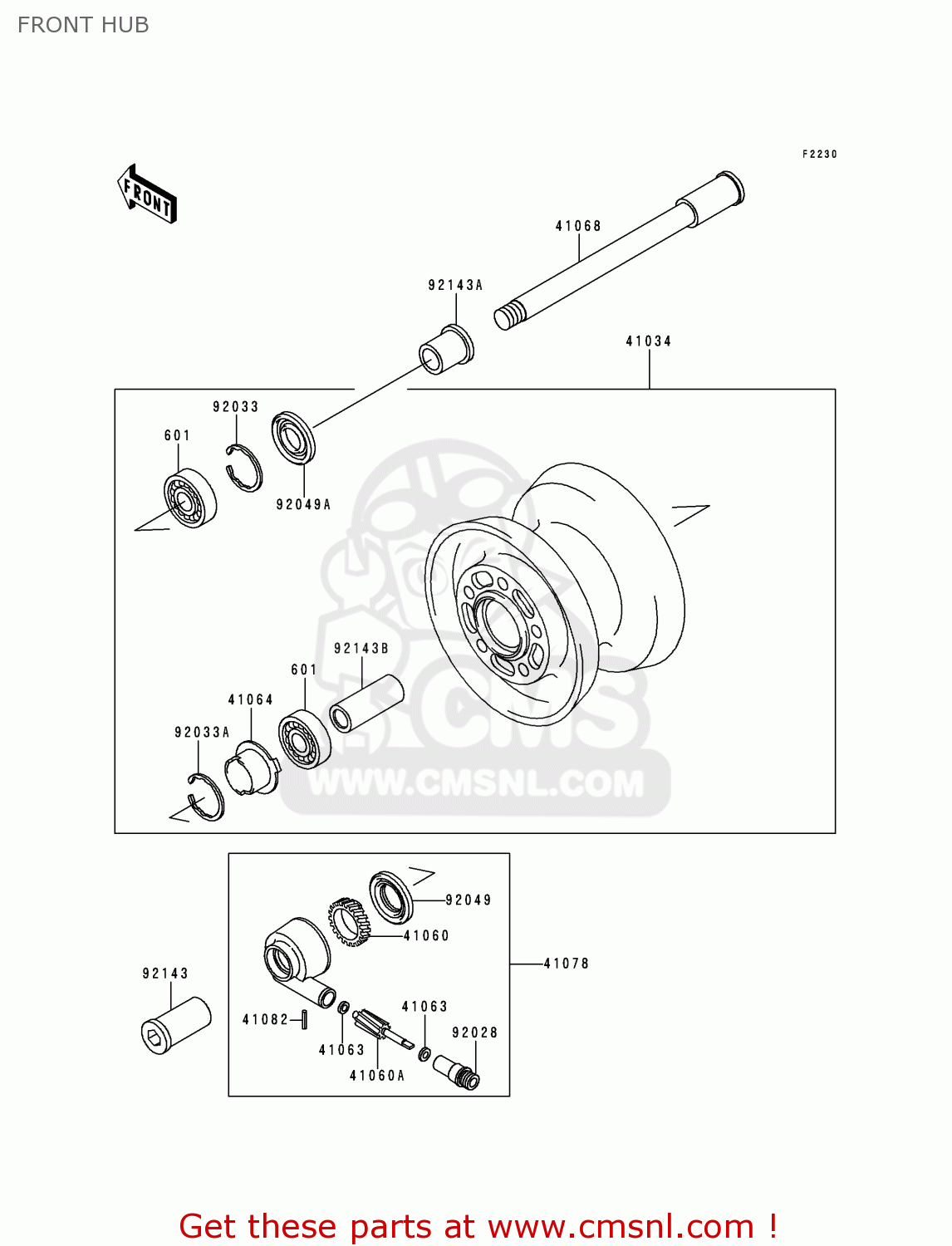 FRONT HUB ZR750D1 ZEPHYR 750 1996 EUROPE UK FR NL AR FG GR NR SD SP ST