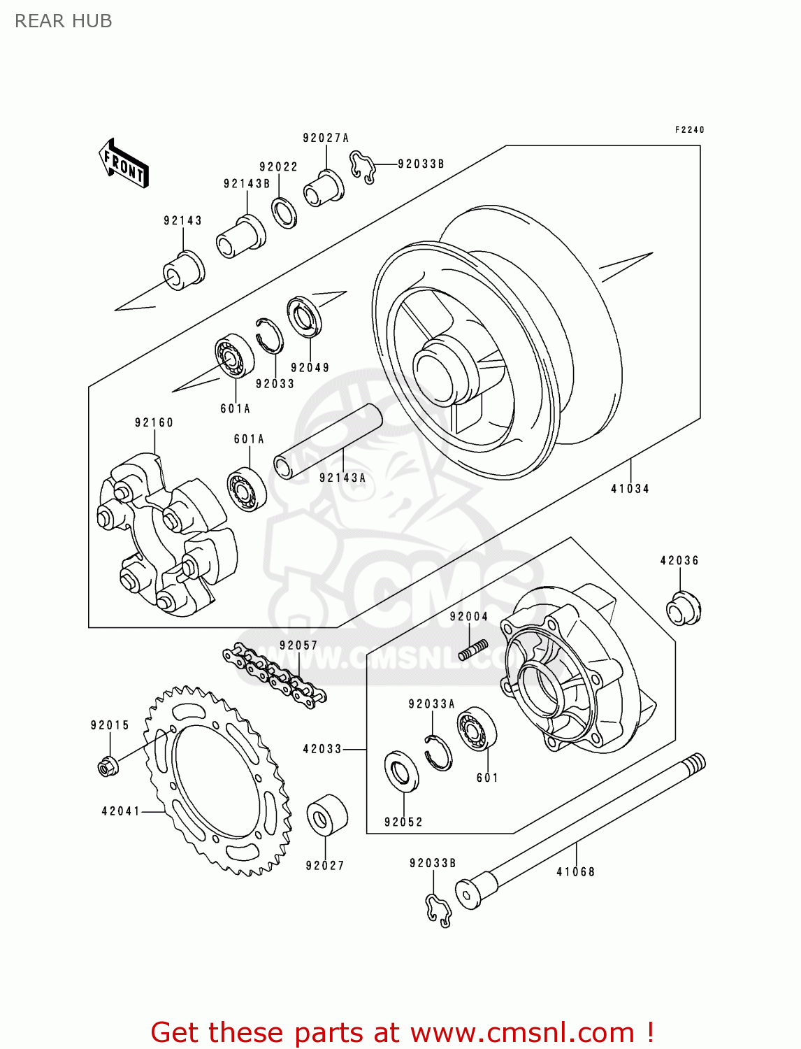 REAR HUB ZR750D1 ZEPHYR 750 1996 EUROPE UK FR NL AR FG GR NR SD SP ST