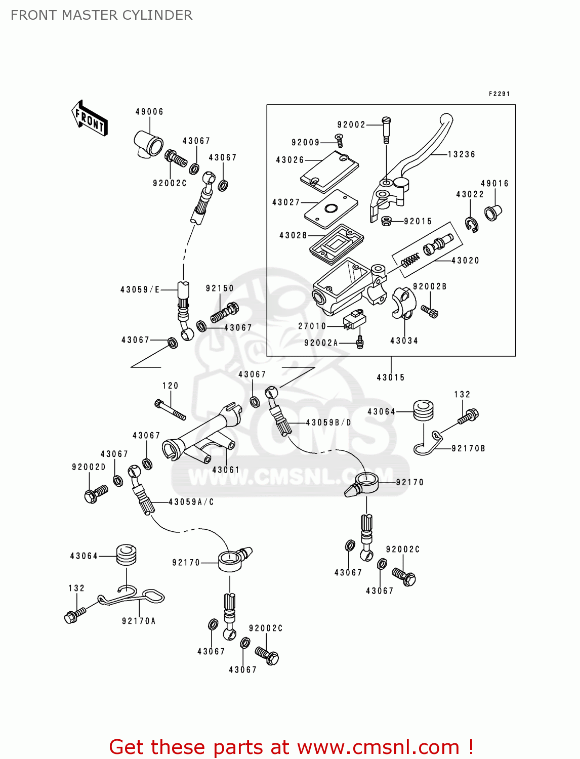 FRONT MASTER CYLINDER ZR750D1 ZEPHYR 750 1996 EUROPE UK FR NL AR FG GR NR SD SP ST