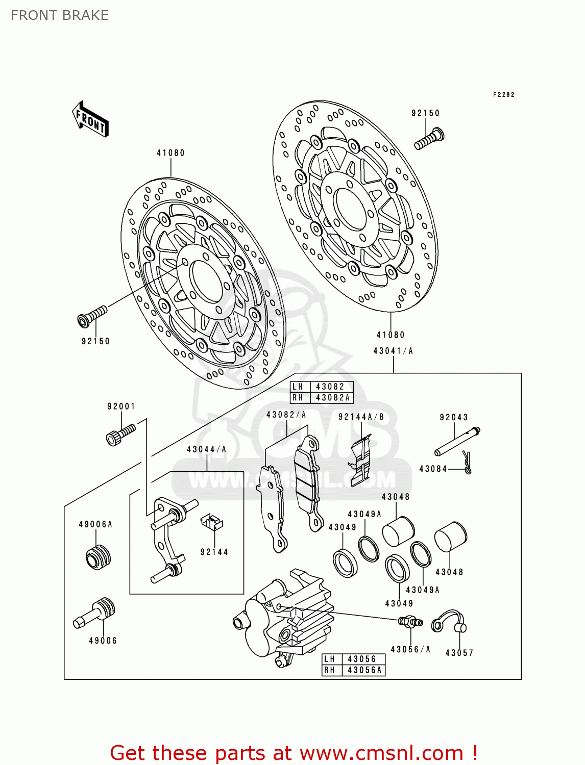 FRONT BRAKE ZR750D1 ZEPHYR 750 1996 EUROPE UK FR NL AR FG GR NR SD SP ST