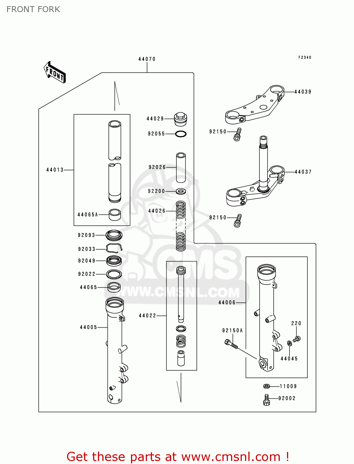 FRONT FORK ZR750D1 ZEPHYR 750 1996 EUROPE UK FR NL AR FG GR NR SD SP ST