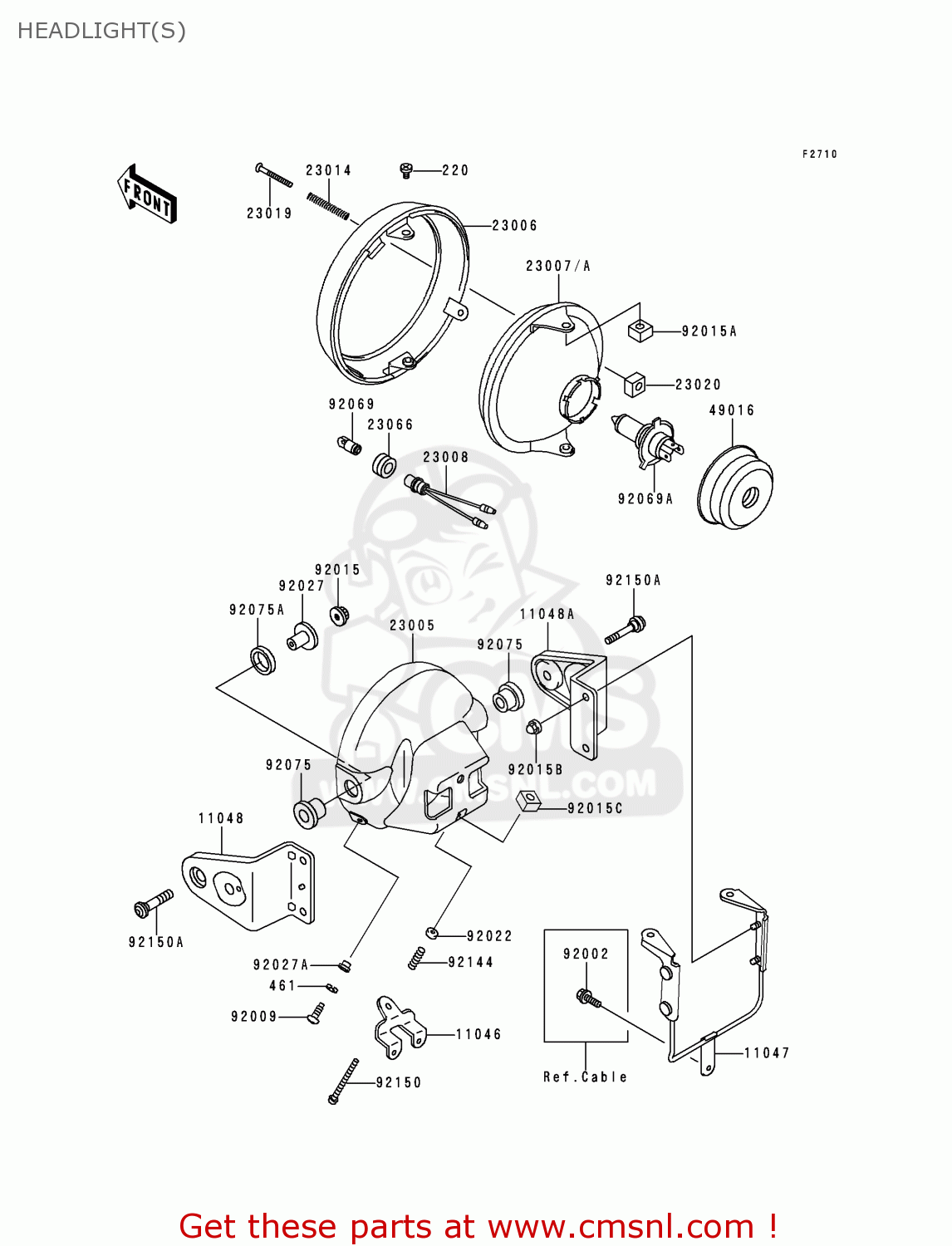 HEADLIGHT(S) ZR750D1 ZEPHYR 750 1996 EUROPE UK FR NL AR FG GR NR SD SP ST