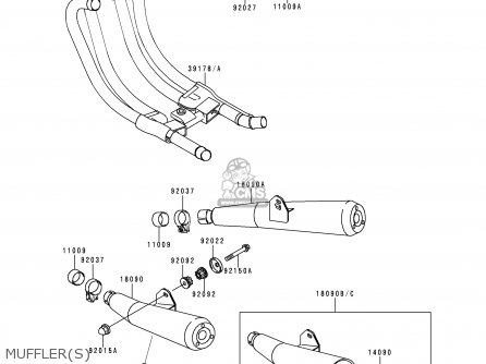 MUFFLER(S) - ZR750D1 ZEPHYR 750 1996 EUROPE UK FR NL AR FG GR NR SD SP ST