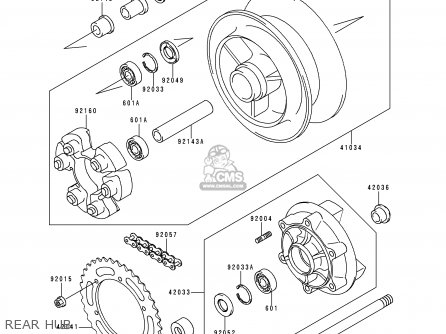 REAR HUB - ZR750D1 ZEPHYR 750 1996 EUROPE UK FR NL AR FG GR NR SD SP ST