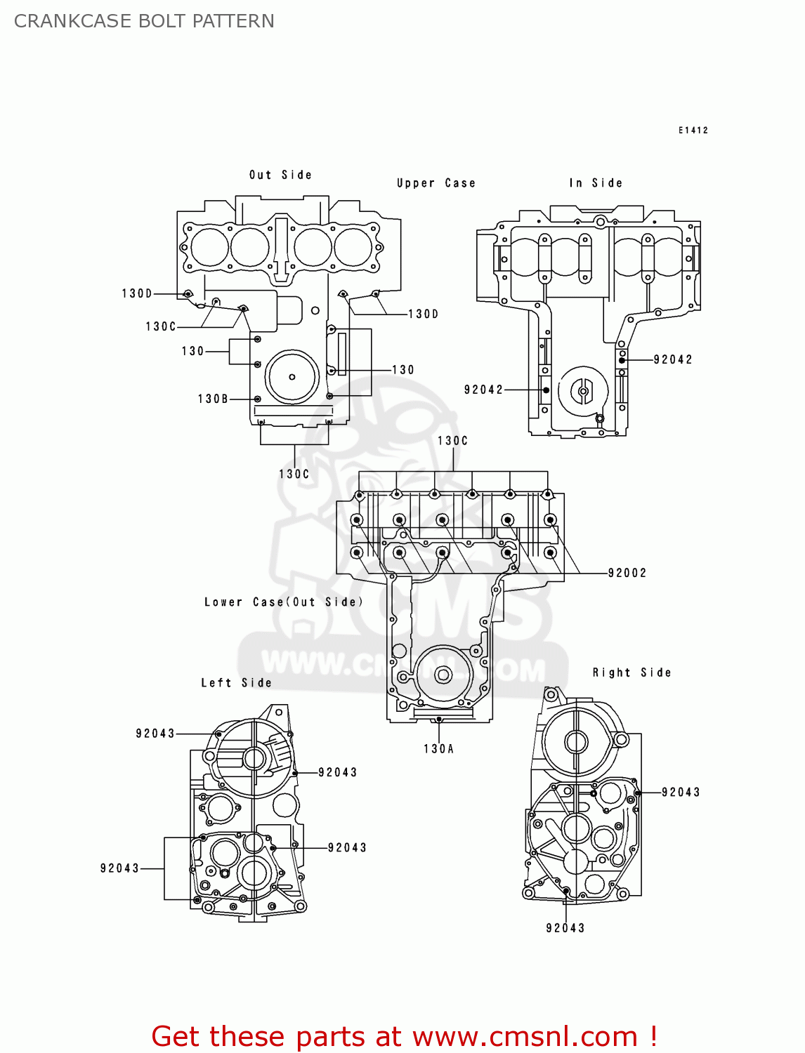 CRANKCASE BOLT PATTERN ZR750D2 ZEPHYR 750 1997 AUSTRIA FG