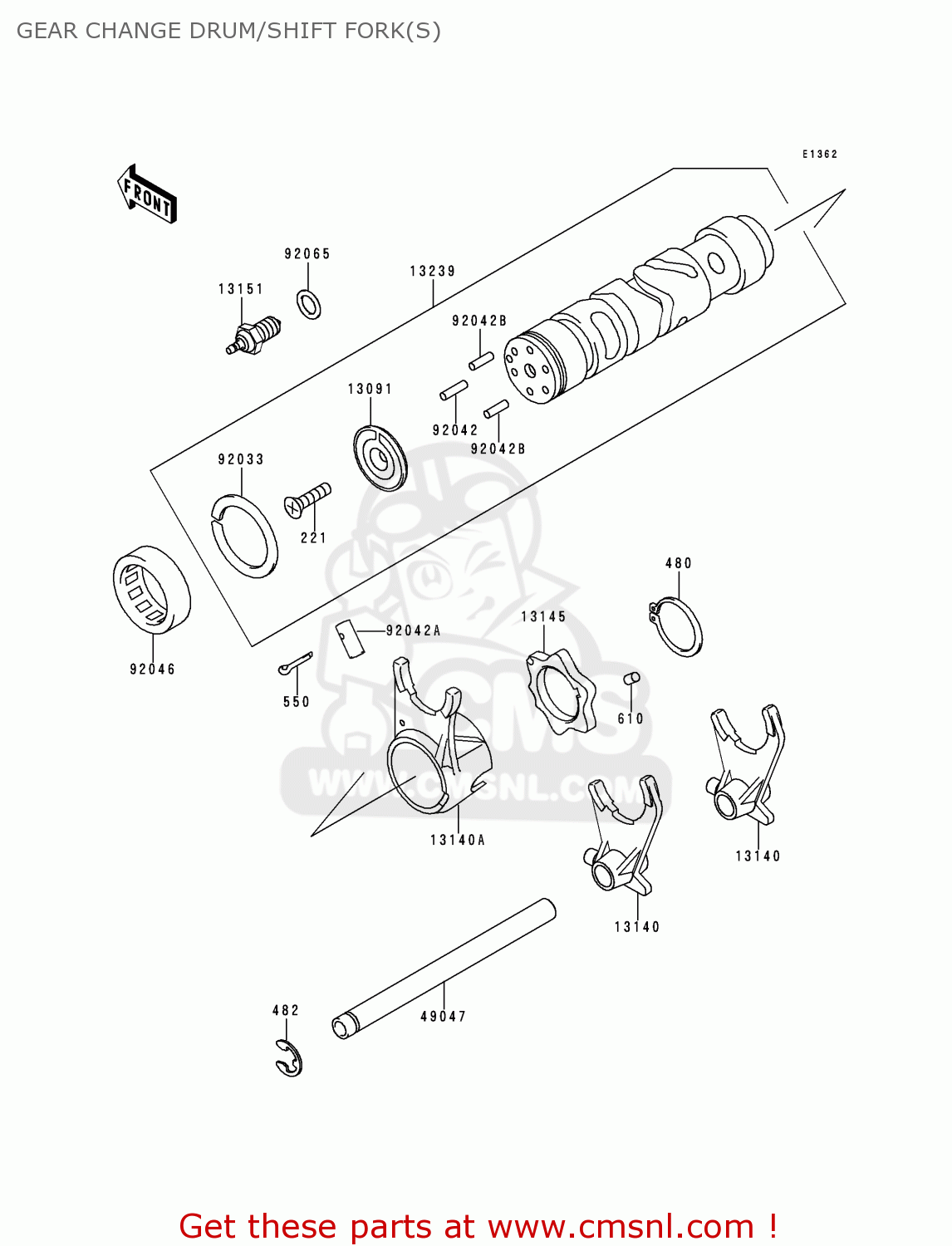 GEAR CHANGE DRUM/SHIFT FORK(S) ZR750F1 ZR7 1999 EUROPE UK FR NL AR FG GR IT NR SD SP ST