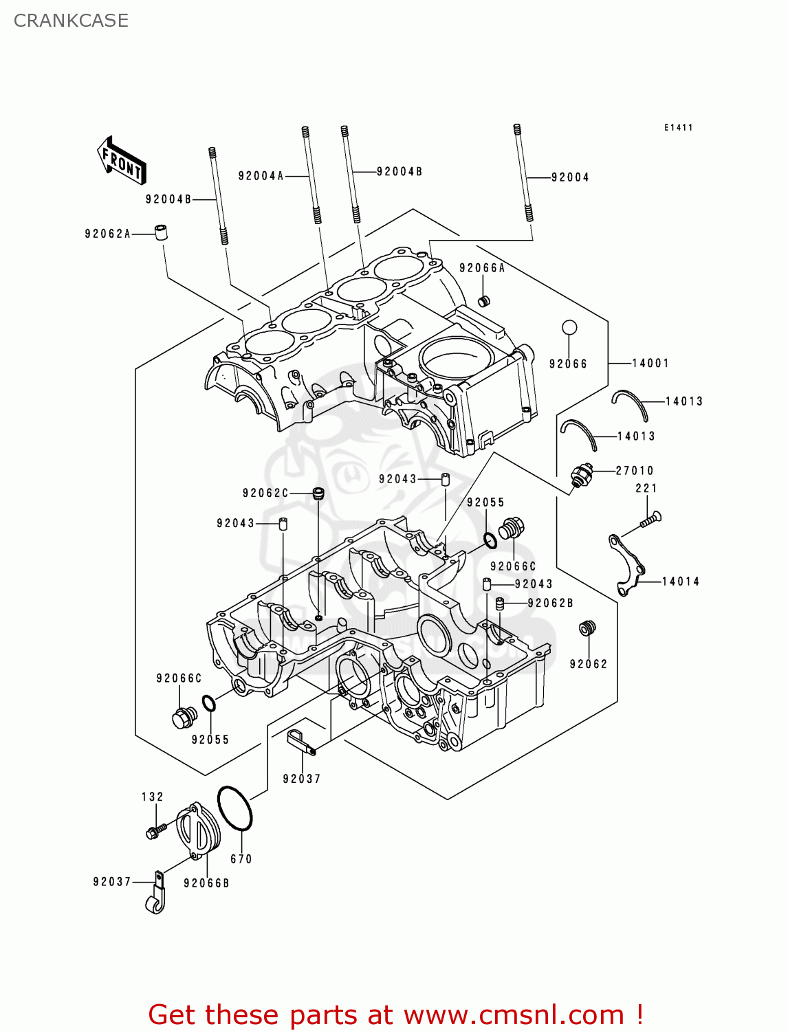 CRANKCASE ZR750F1 ZR7 1999 EUROPE UK FR NL AR FG GR IT NR SD SP ST