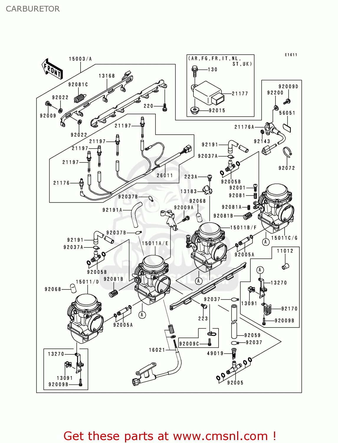 CARBURETOR ZR750F1 ZR7 1999 EUROPE UK FR NL AR FG GR IT NR SD SP ST