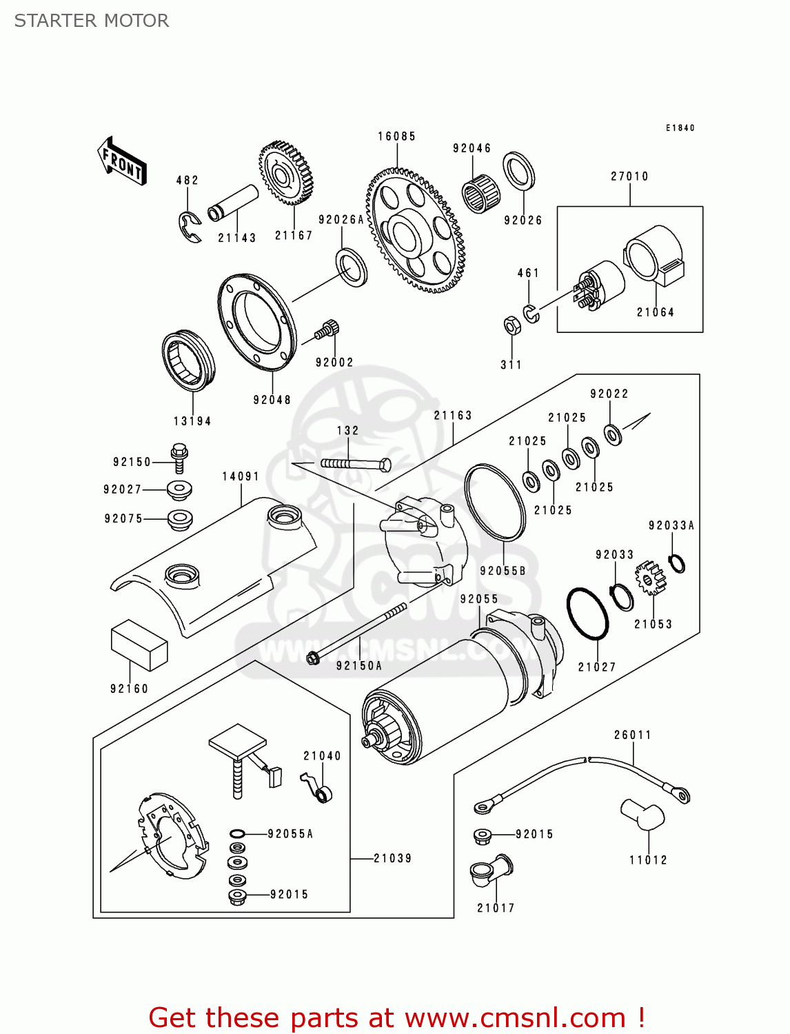 STARTER MOTOR ZR750F1 ZR7 1999 EUROPE UK FR NL AR FG GR IT NR SD SP ST