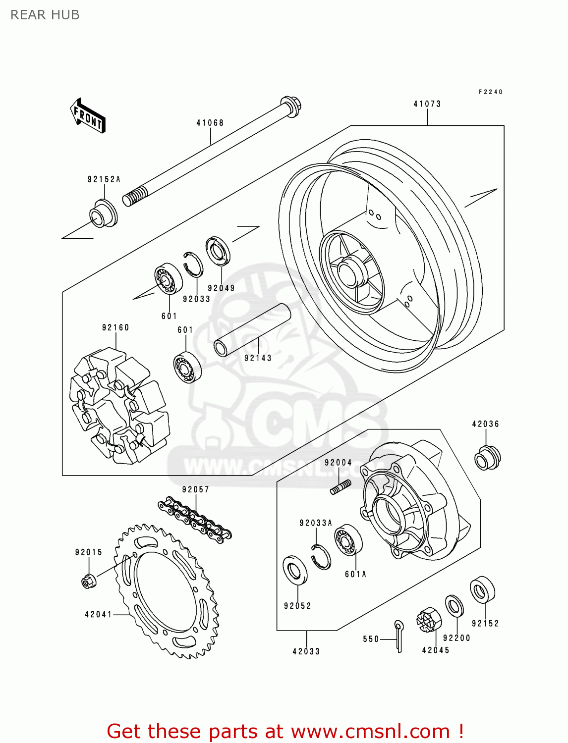 REAR HUB ZR750F1 ZR7 1999 EUROPE UK FR NL AR FG GR IT NR SD SP ST