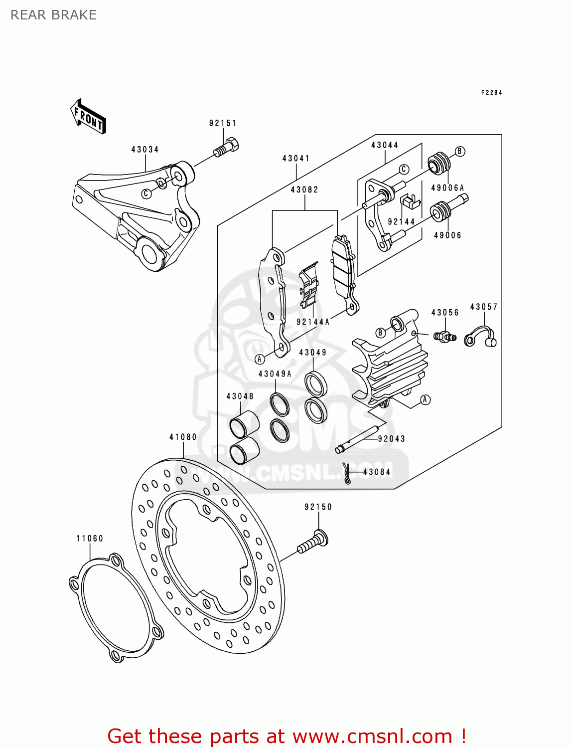 REAR BRAKE ZR750F1 ZR7 1999 EUROPE UK FR NL AR FG GR IT NR SD SP ST