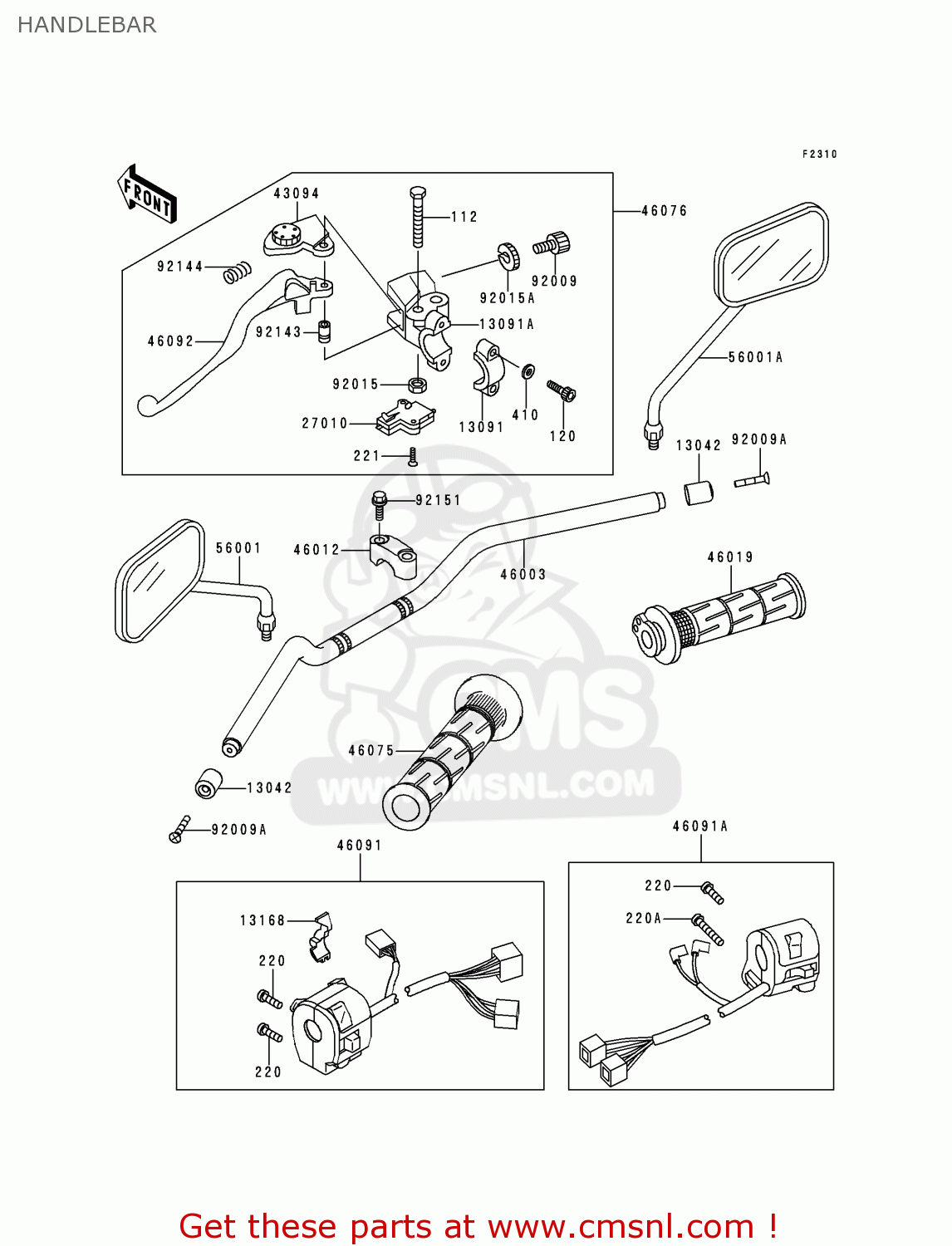 HANDLEBAR ZR750F1 ZR7 1999 EUROPE UK FR NL AR FG GR IT NR SD SP ST