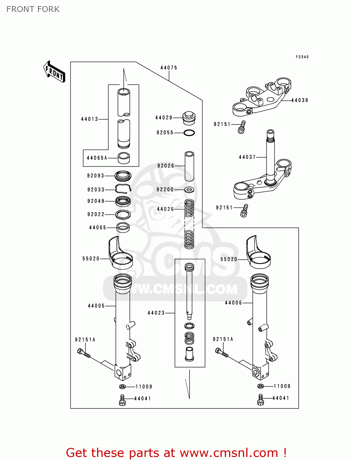 FRONT FORK ZR750F1 ZR7 1999 EUROPE UK FR NL AR FG GR IT NR SD SP ST