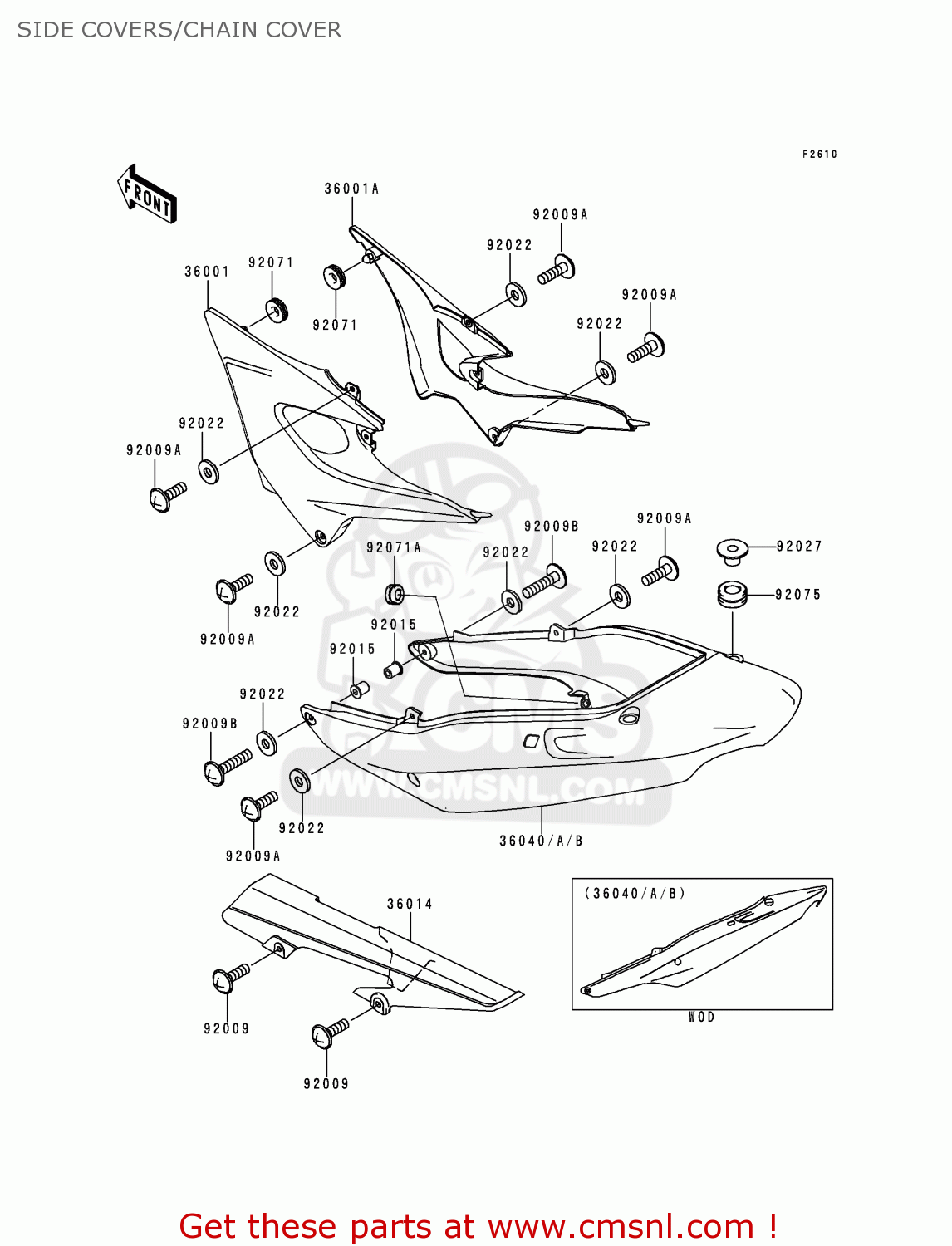 SIDE COVERS/CHAIN COVER ZR750F1 ZR7 1999 EUROPE UK FR NL AR FG GR IT NR SD SP ST