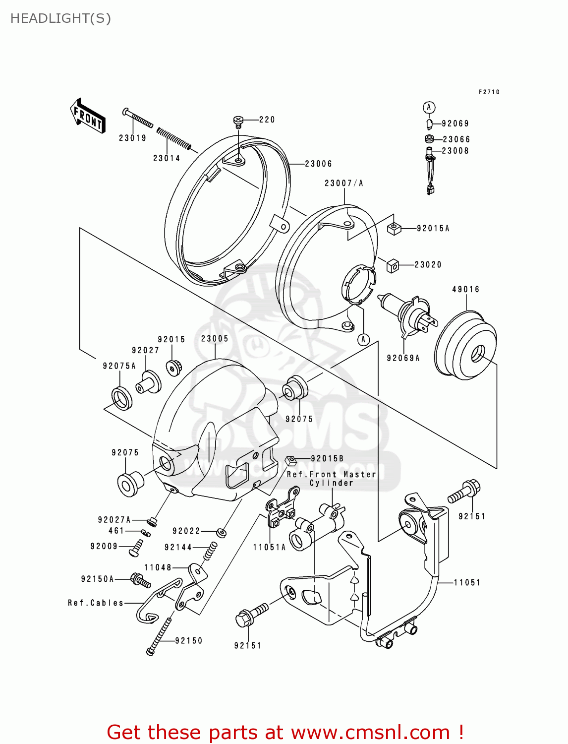 HEADLIGHT(S) ZR750F1 ZR7 1999 EUROPE UK FR NL AR FG GR IT NR SD SP ST