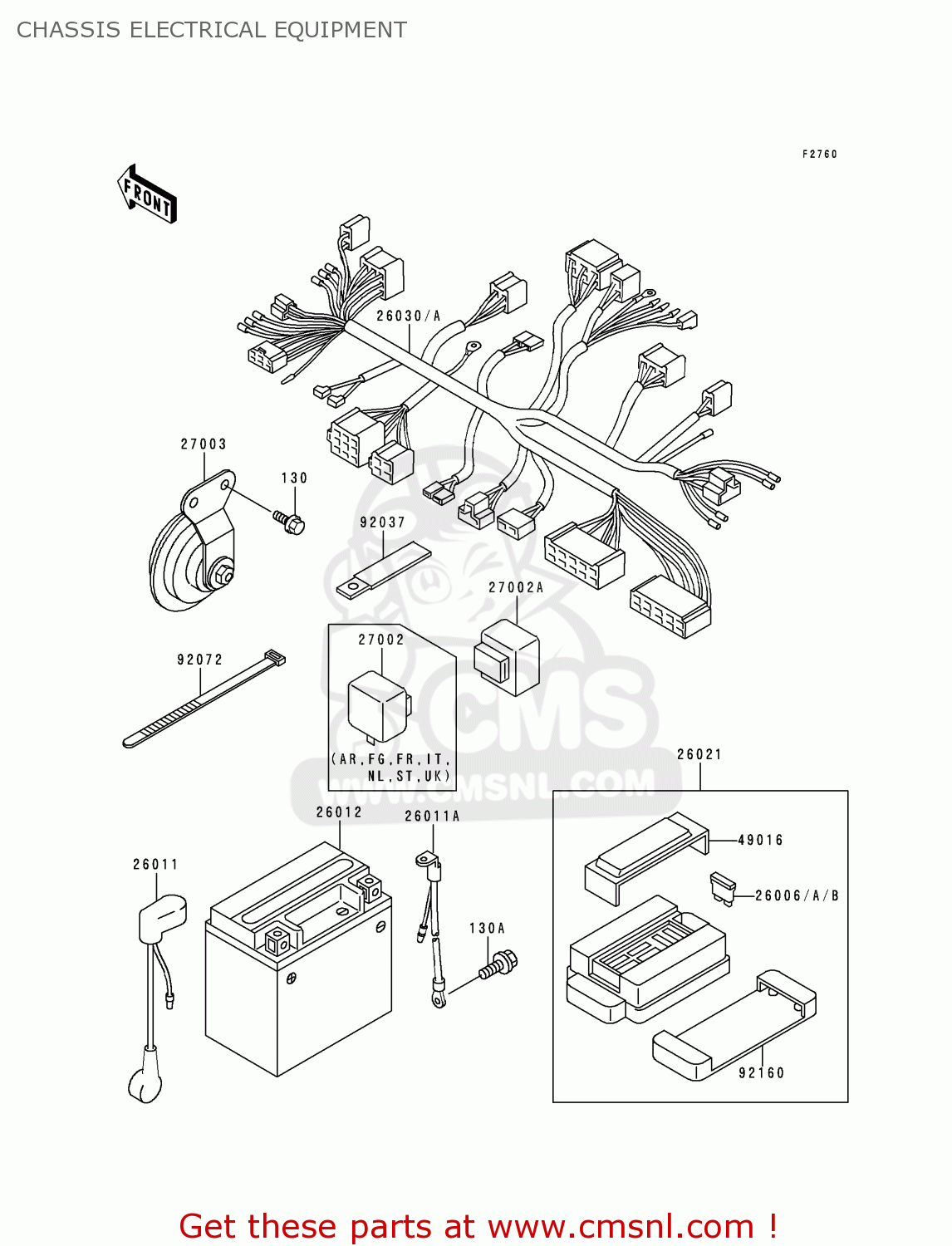 CHASSIS ELECTRICAL EQUIPMENT ZR750F1 ZR7 1999 EUROPE UK FR NL AR FG GR IT NR SD SP ST