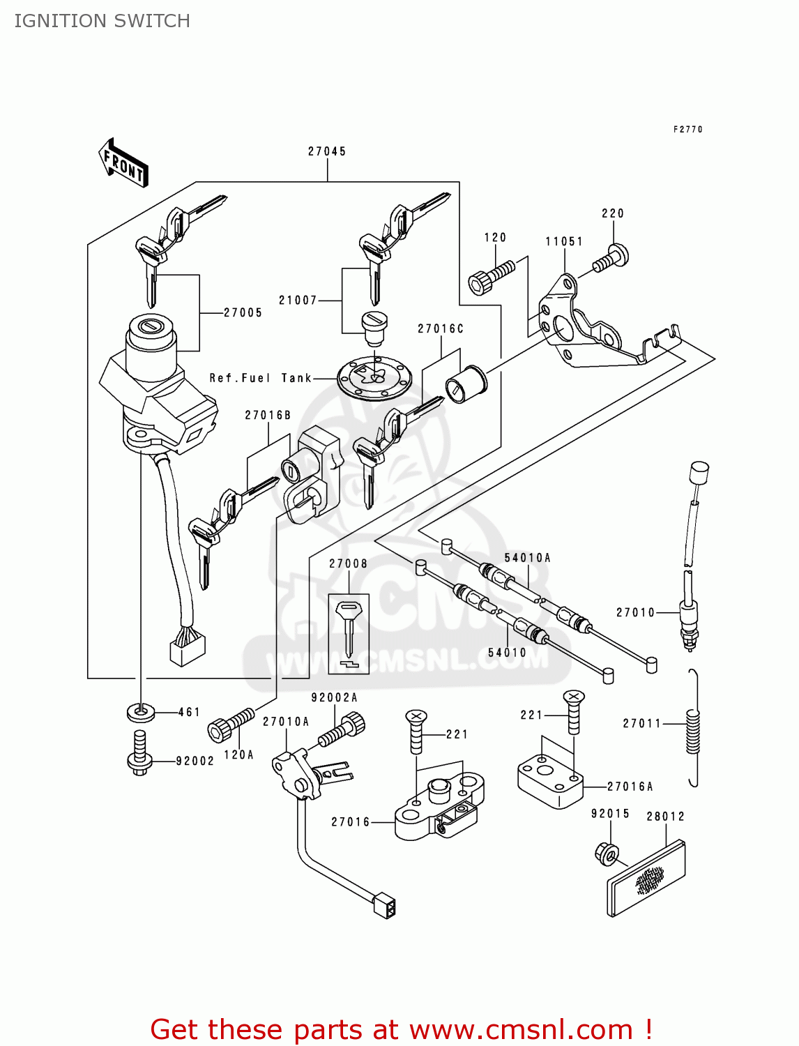 IGNITION SWITCH ZR750F1 ZR7 1999 EUROPE UK FR NL AR FG GR IT NR SD SP ST