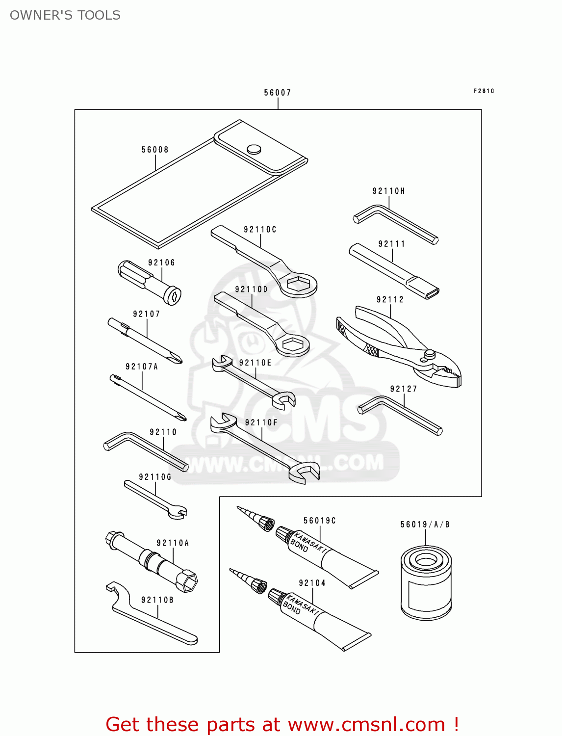 OWNER'S TOOLS ZR750F1 ZR7 1999 EUROPE UK FR NL AR FG GR IT NR SD SP ST