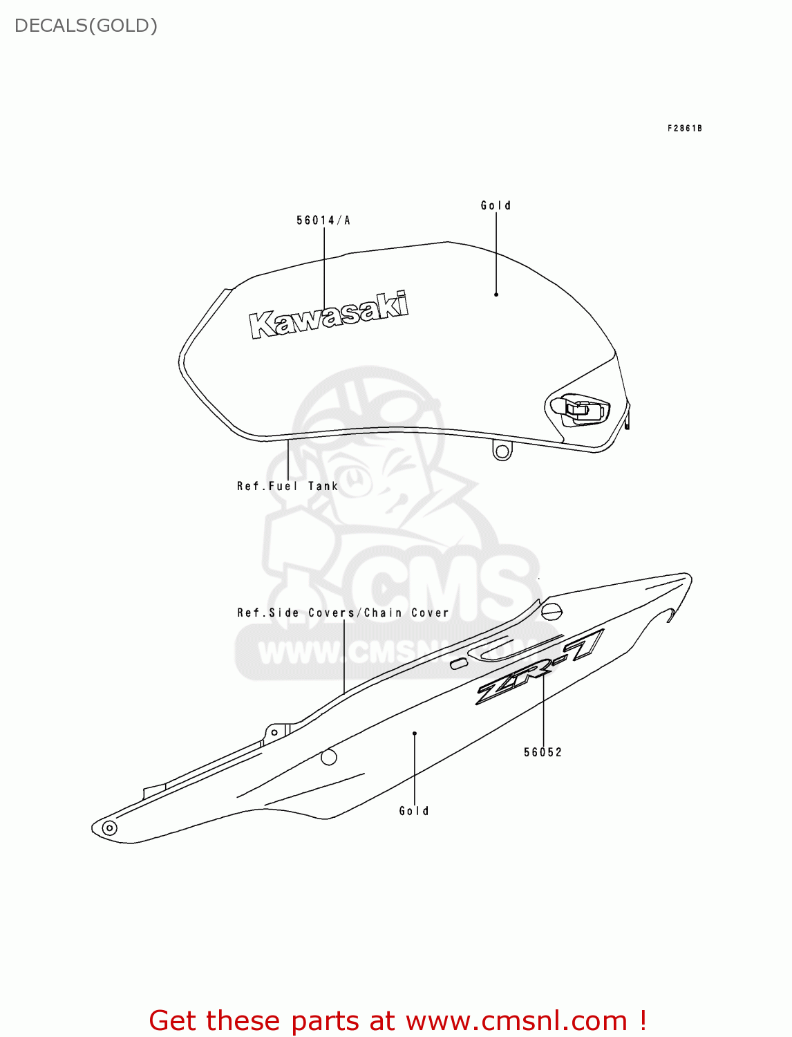 DECALS(GOLD) ZR750F1 ZR7 1999 EUROPE UK FR NL AR FG GR IT NR SD SP ST