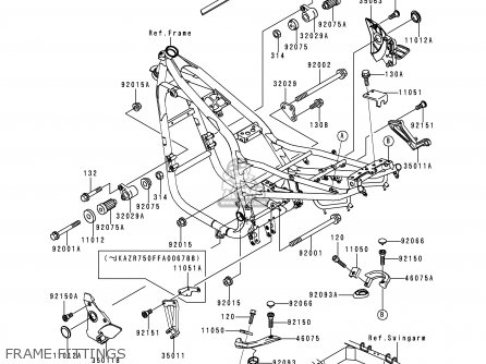 FRAME FITTINGS - ZR750F1 ZR7 1999 EUROPE UK FR NL AR FG GR IT NR SD SP ST
