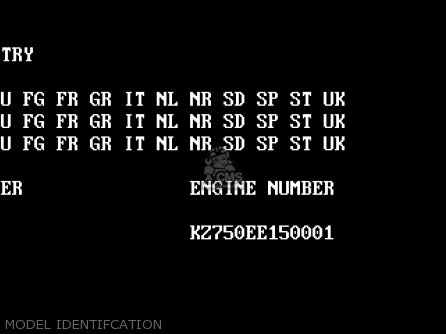MODEL IDENTIFCATION - ZR750F1 ZR7 1999 EUROPE UK FR NL AR FG GR IT NR SD SP ST