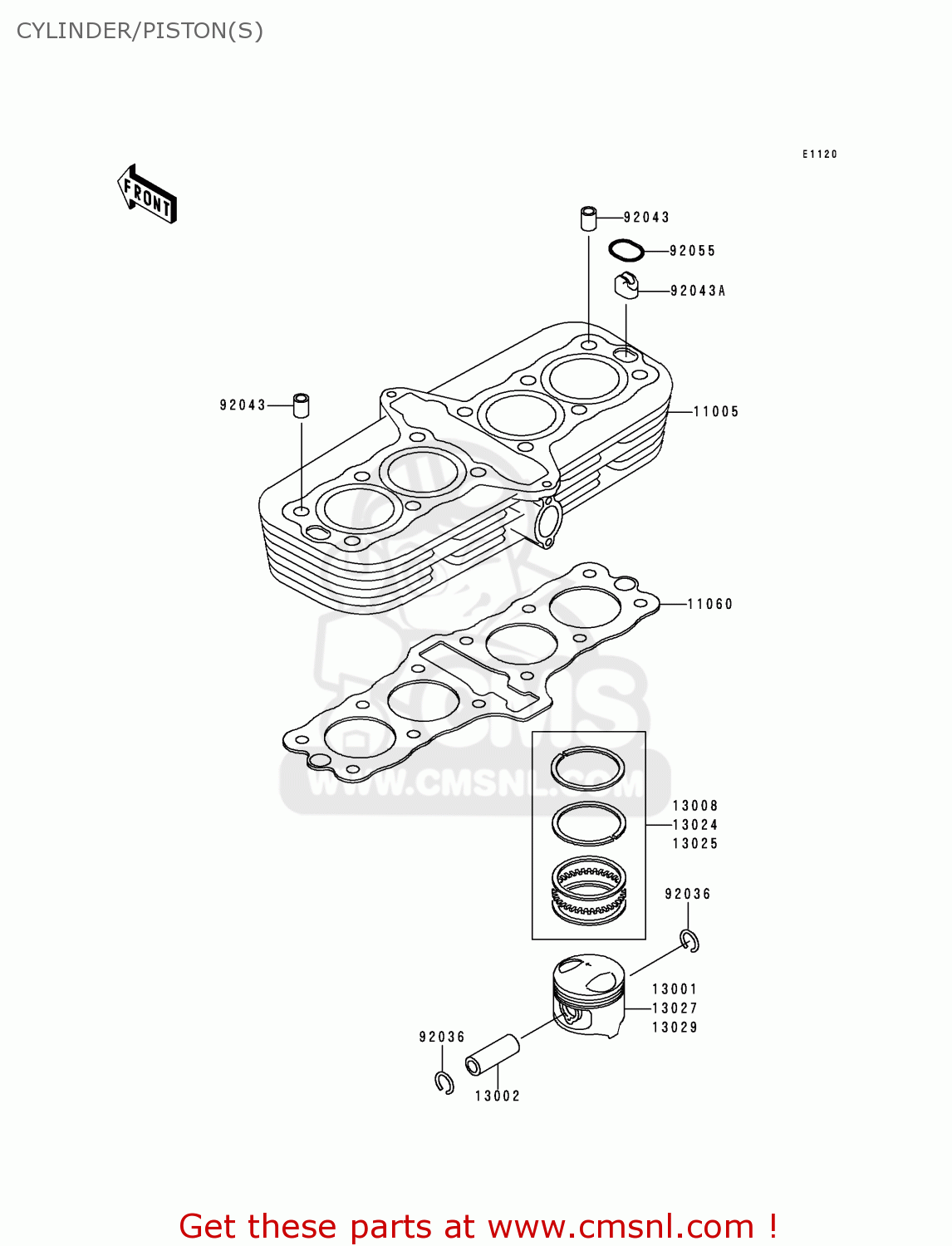 CYLINDER/PISTON(S) ZR750F2 ZR7 2000 USA CALIFORNIA
