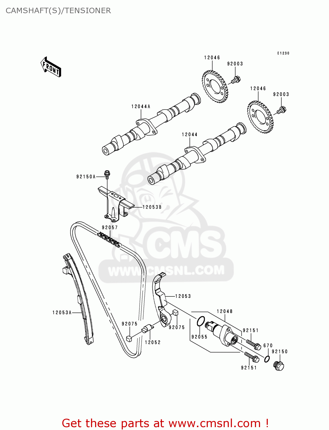 CAMSHAFT(S)/TENSIONER ZR750F2 ZR7 2000 USA CALIFORNIA
