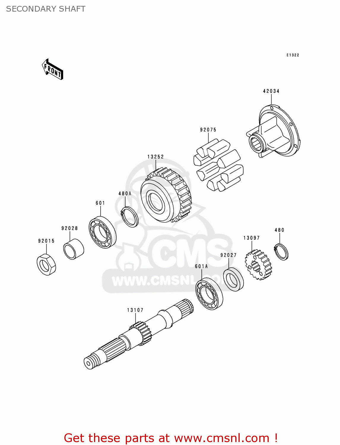 SECONDARY SHAFT ZR750F2 ZR7 2000 USA CALIFORNIA