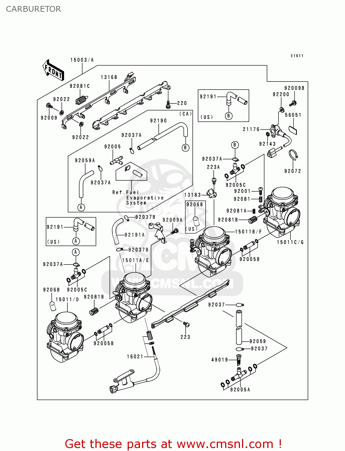CARBURETOR ZR750F2 ZR7 2000 USA CALIFORNIA