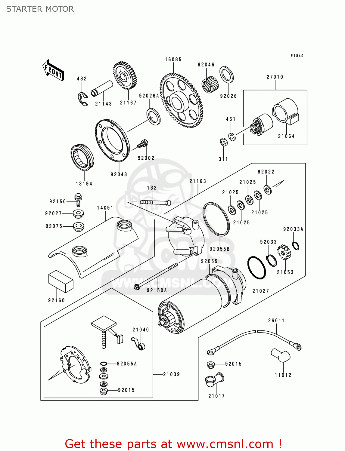STARTER MOTOR ZR750F2 ZR7 2000 USA CALIFORNIA