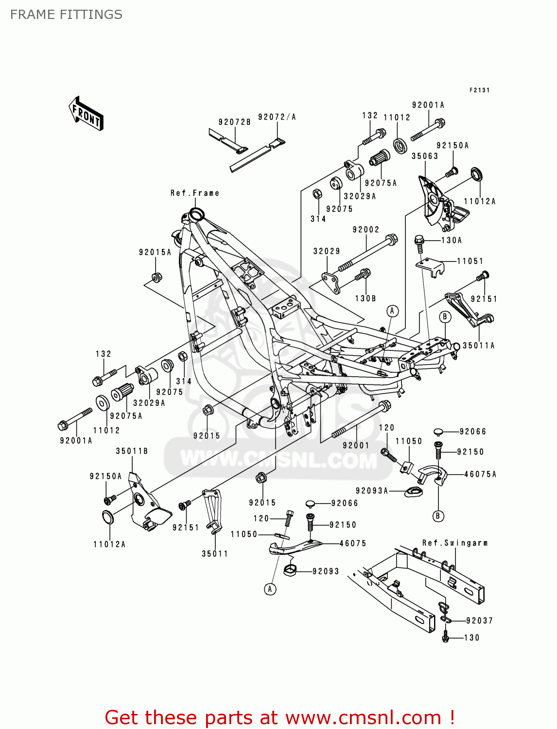 FRAME FITTINGS ZR750F2 ZR7 2000 USA CALIFORNIA