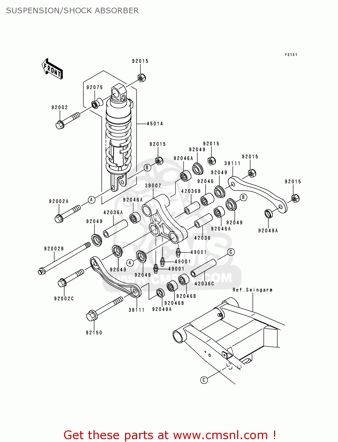 SUSPENSION/SHOCK ABSORBER ZR750F2 ZR7 2000 USA CALIFORNIA