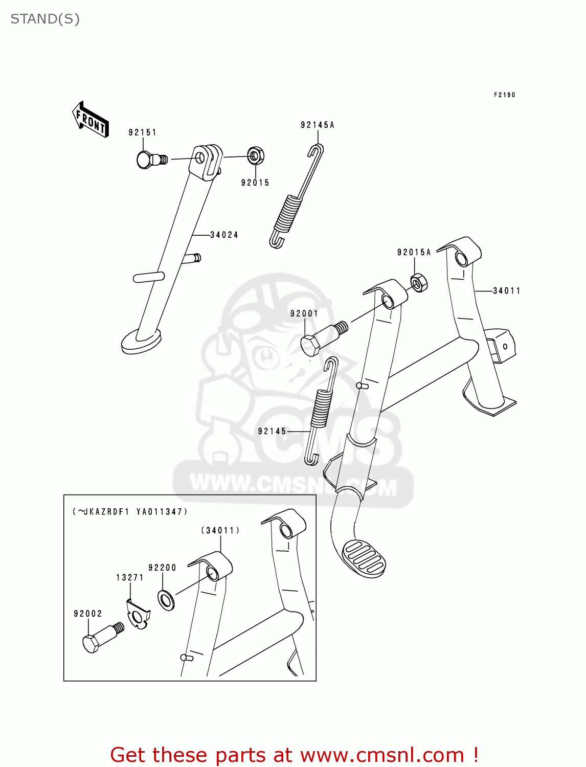 STAND(S) ZR750F2 ZR7 2000 USA CALIFORNIA