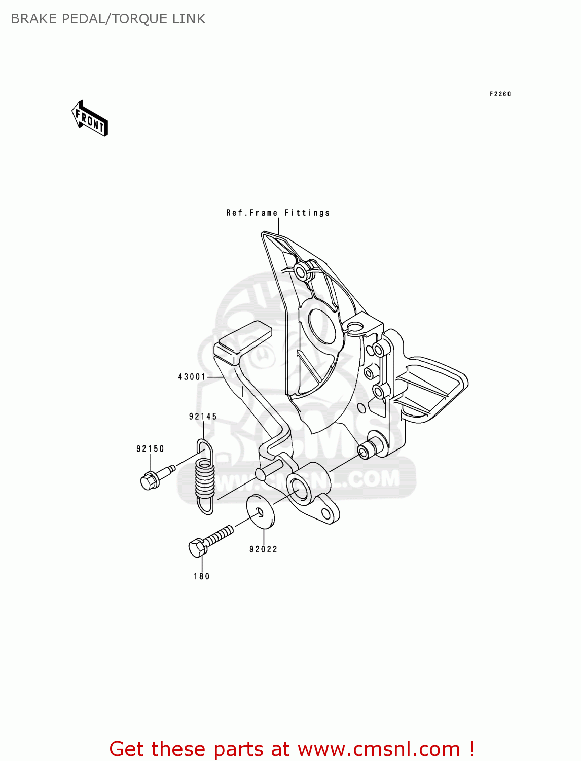 BRAKE PEDAL/TORQUE LINK ZR750F2 ZR7 2000 USA CALIFORNIA
