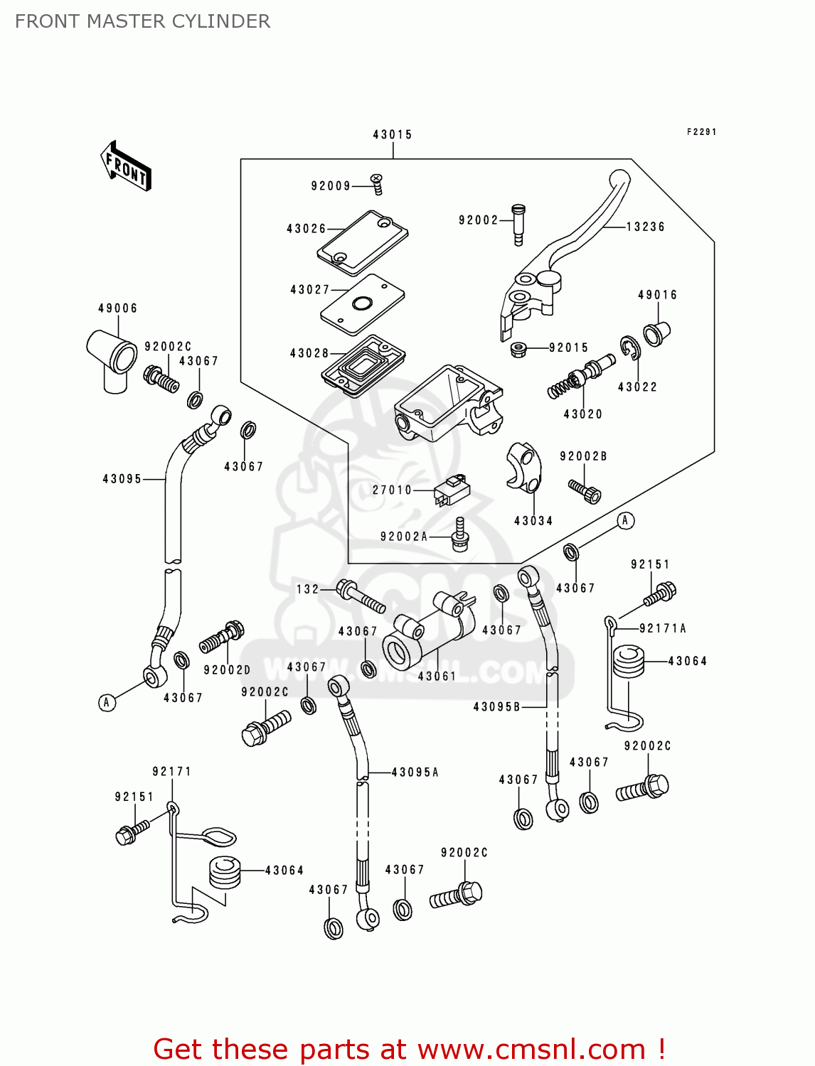 FRONT MASTER CYLINDER ZR750F2 ZR7 2000 USA CALIFORNIA
