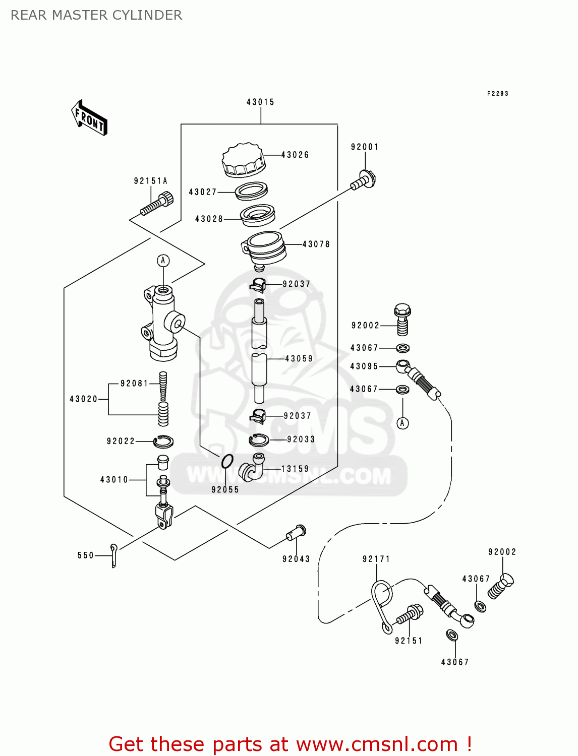 REAR MASTER CYLINDER ZR750F2 ZR7 2000 USA CALIFORNIA