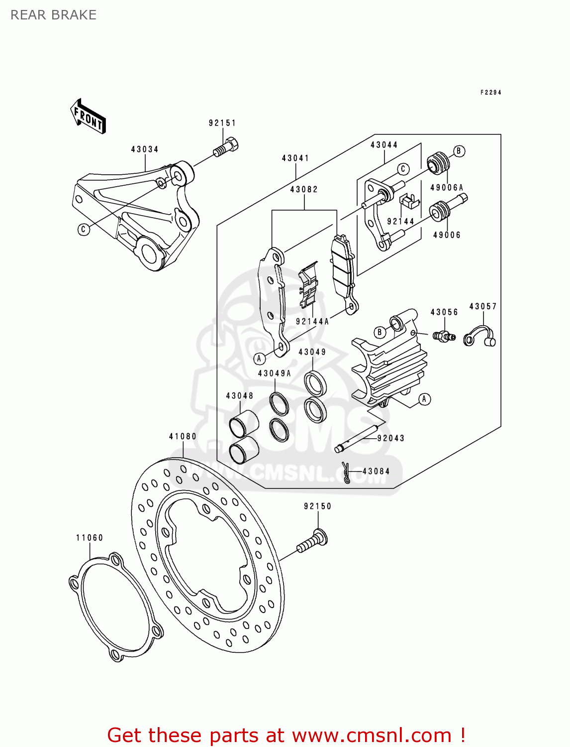 REAR BRAKE ZR750F2 ZR7 2000 USA CALIFORNIA