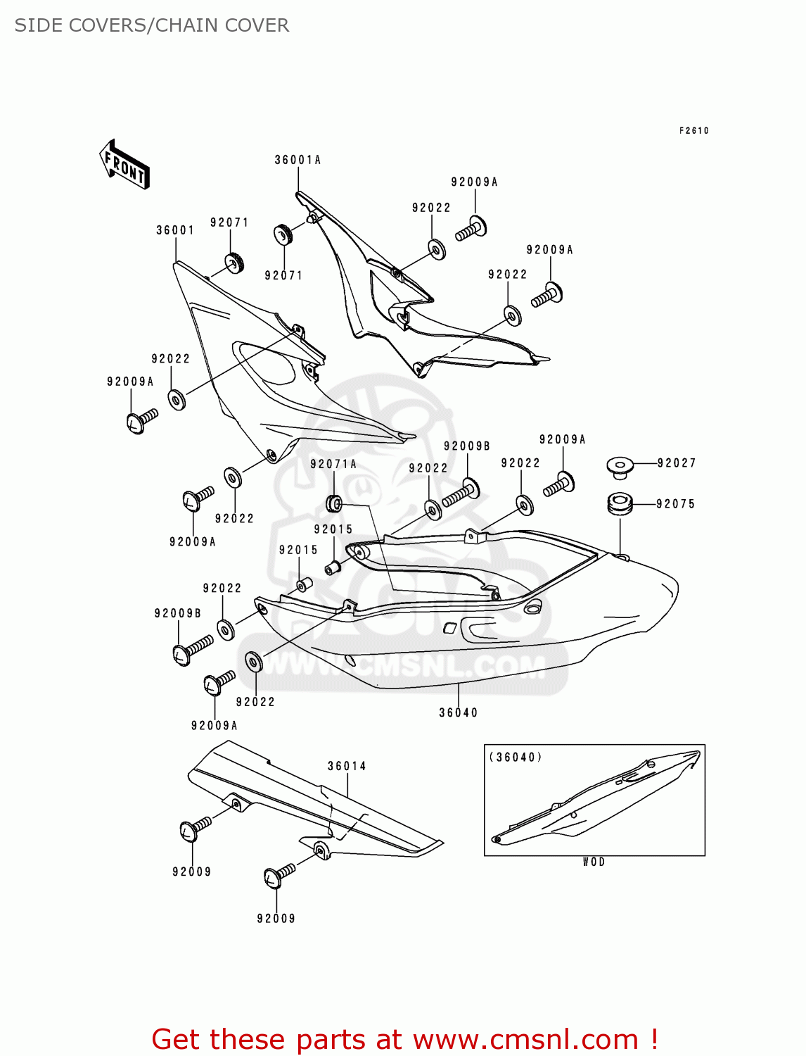 SIDE COVERS/CHAIN COVER ZR750F2 ZR7 2000 USA CALIFORNIA