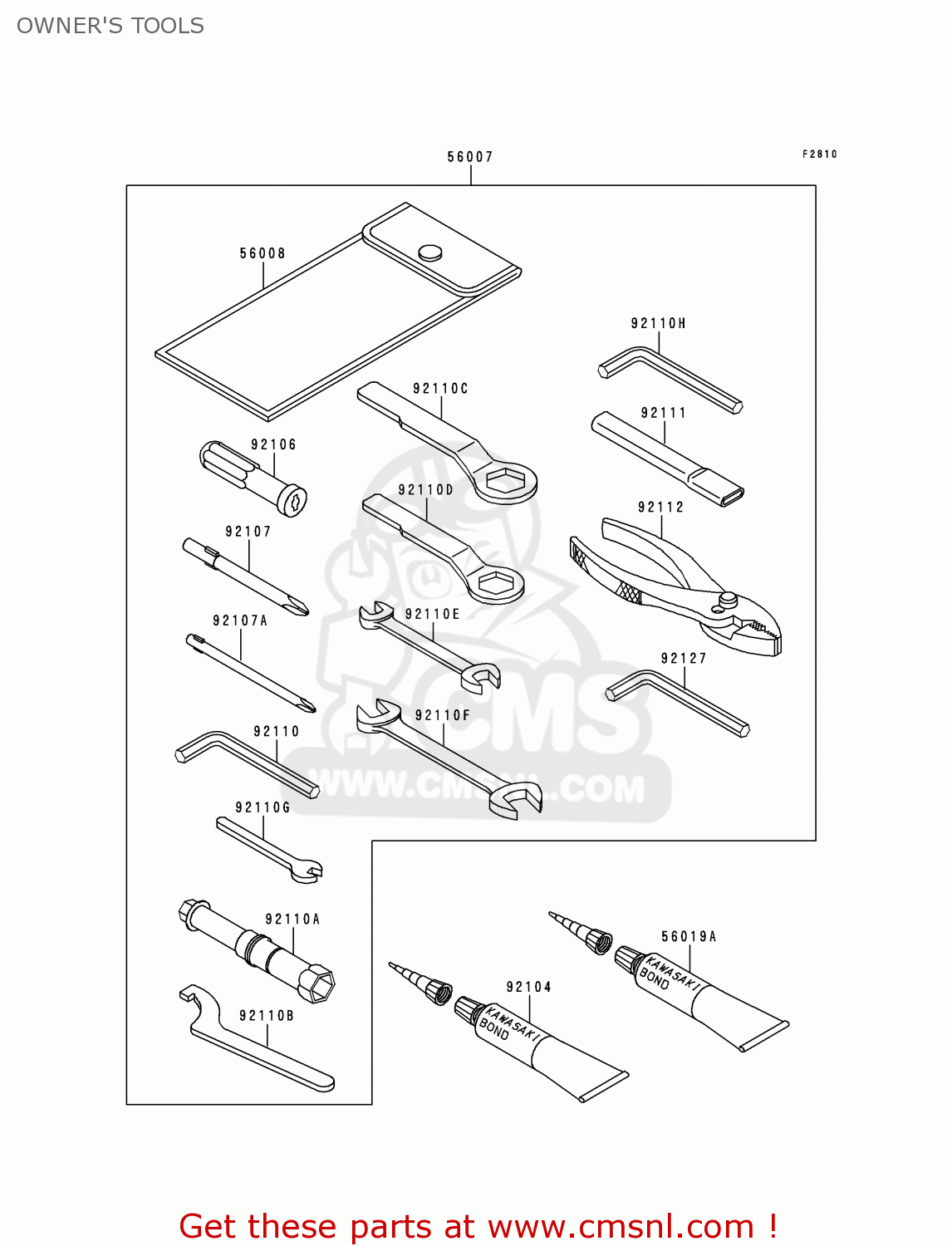 OWNER'S TOOLS ZR750F2 ZR7 2000 USA CALIFORNIA