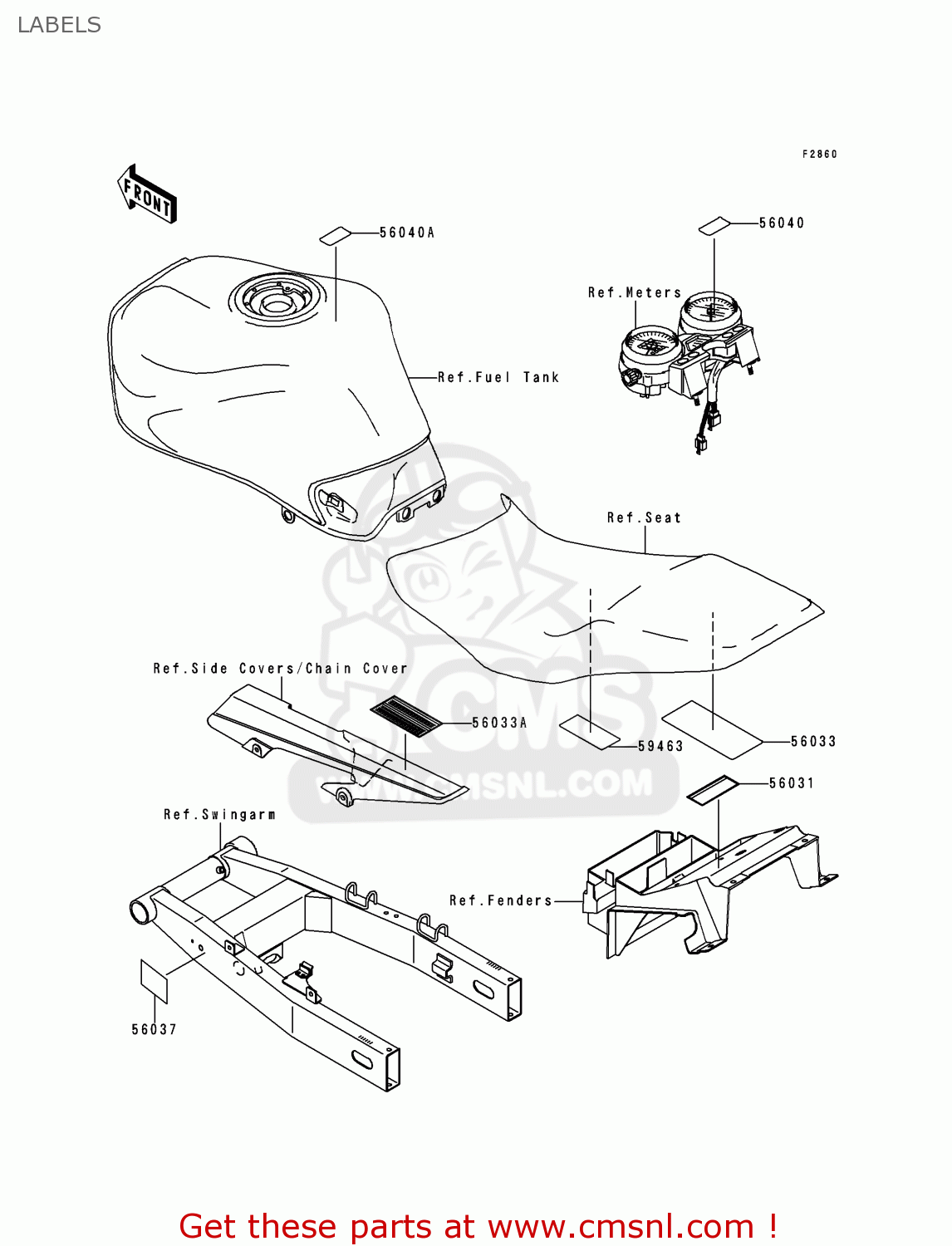 LABELS ZR750F2 ZR7 2000 USA CALIFORNIA