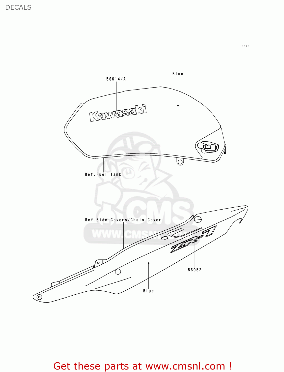 DECALS ZR750F2 ZR7 2000 USA CALIFORNIA