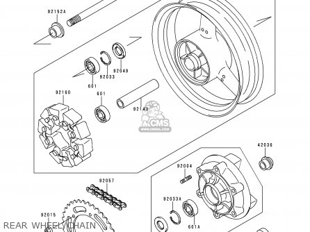 REAR WHEEL/CHAIN - ZR750F2 ZR7 2000 USA CALIFORNIA