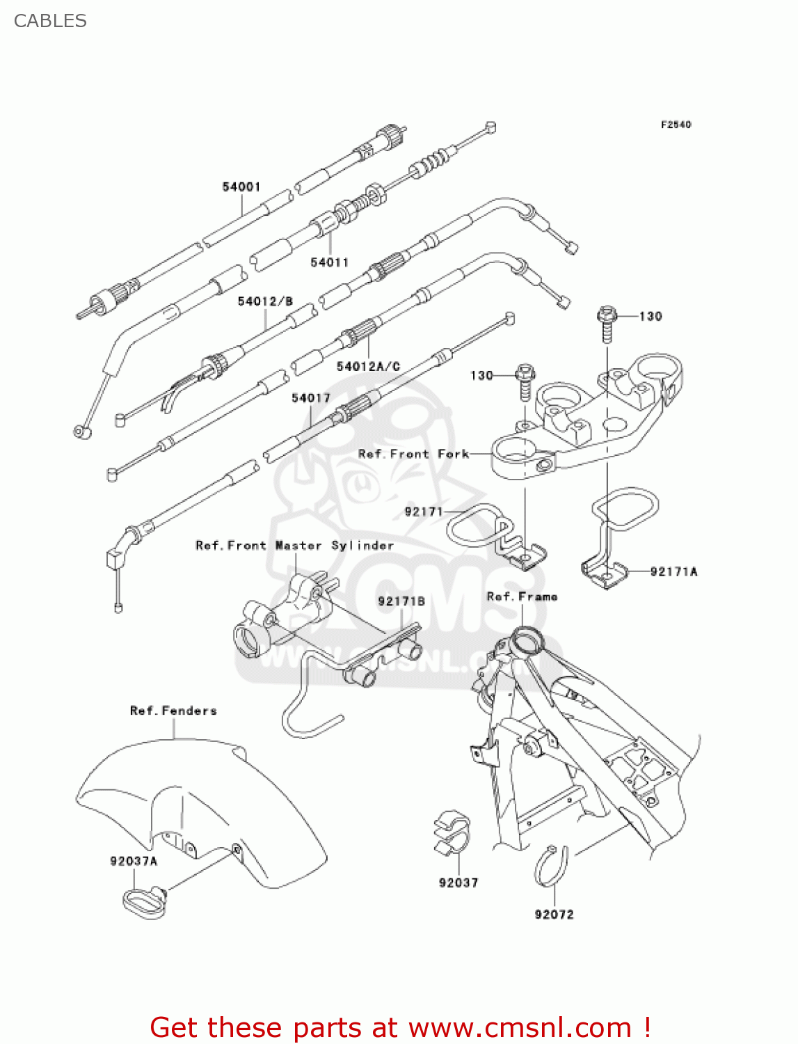 Kawasaki ZR750H1 ZR7S 2001 USA CALIFORNIA CABLES - buy original CABLES ...