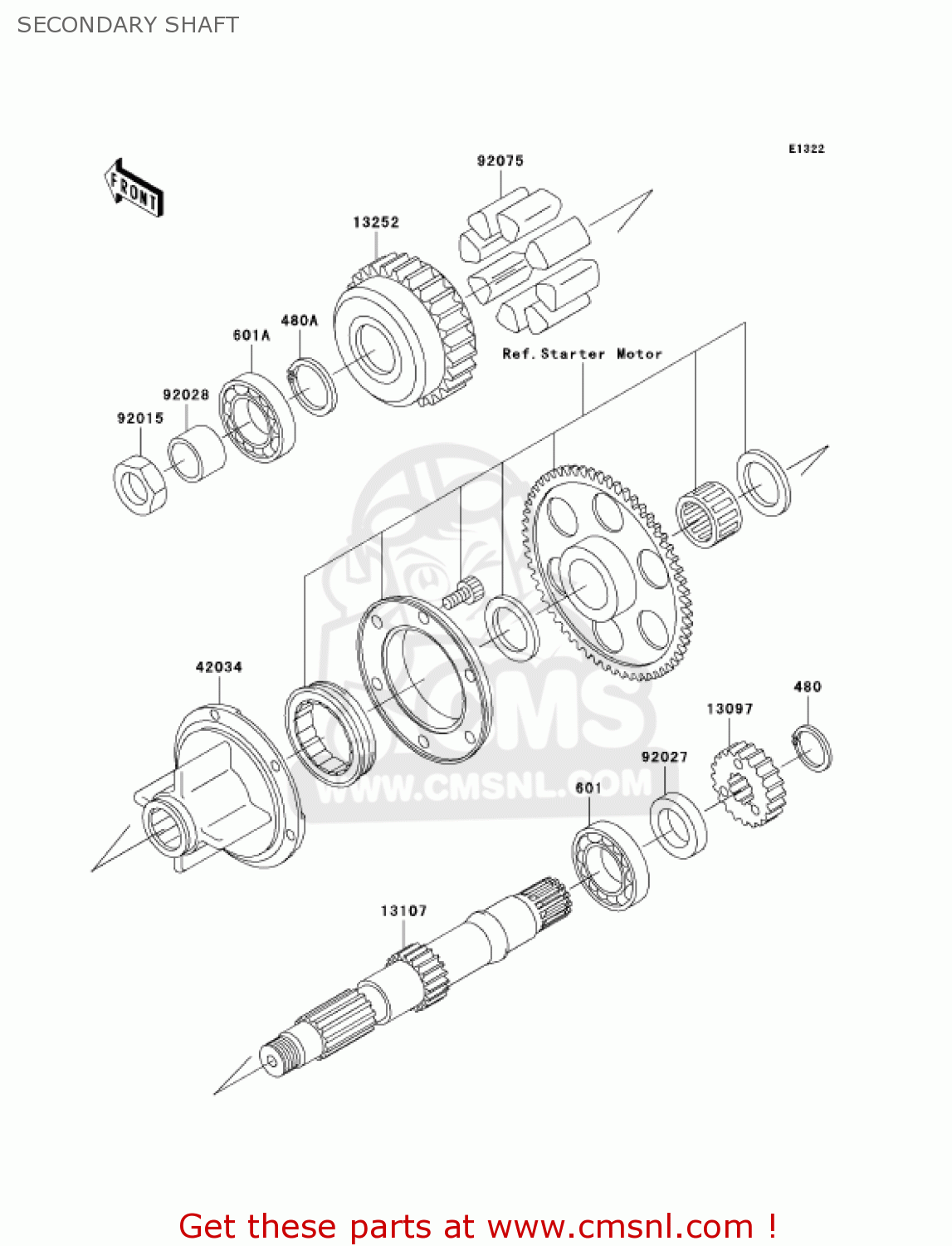 Kawasaki ZR750H1 ZR7S 2001 USA CALIFORNIA SECONDARY SHAFT - buy ...